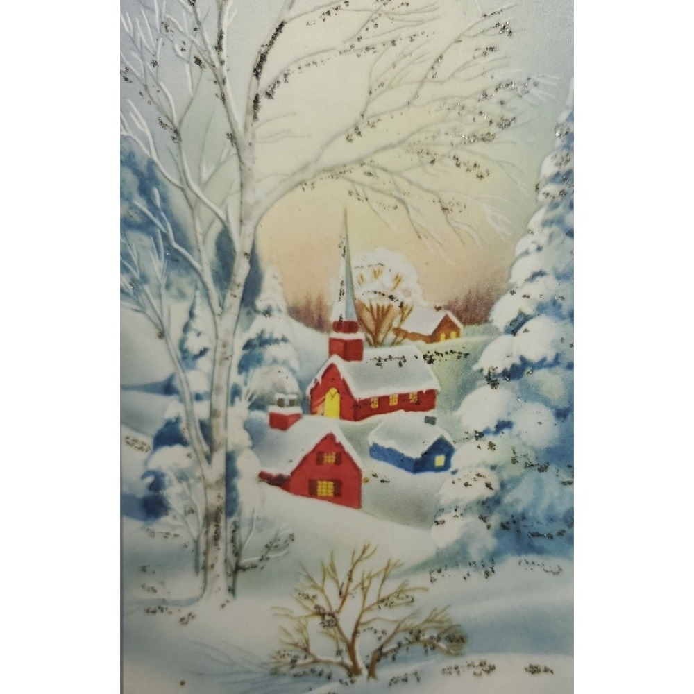 11 Old Vintage Used Christmas Card Fronts for Crafts Winter Snow Country Woods - Picture 15 of 16